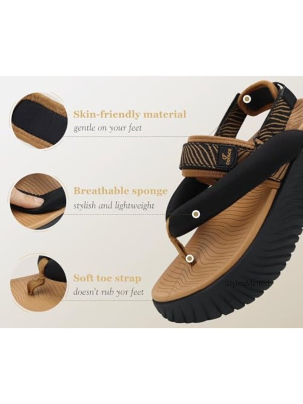 Orthopedic Arch Support Sandals Cushion Walking Flip Flops - Picture 5 of 6